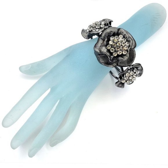 Sparkling Crystal Cuff Hematite Bracelet - Picture 2 of 15